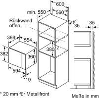 Neff HLAWD53N0 HWB53 Einbau-Mikrowelle schwarz für 60cm breite u.38cm hohe Hochschränke